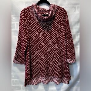 NWOT Anthropologie Moth Magenta Cowl Neck Sweater Alpaca Blend Boho Luxe Size L